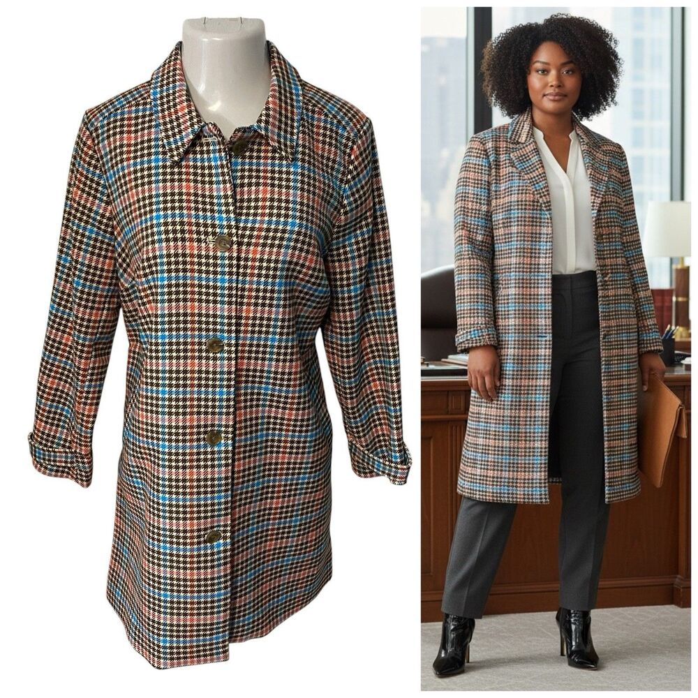 On 34th Blazer Womens 1X Houndstooth Jacket Workwear Business Casual Office